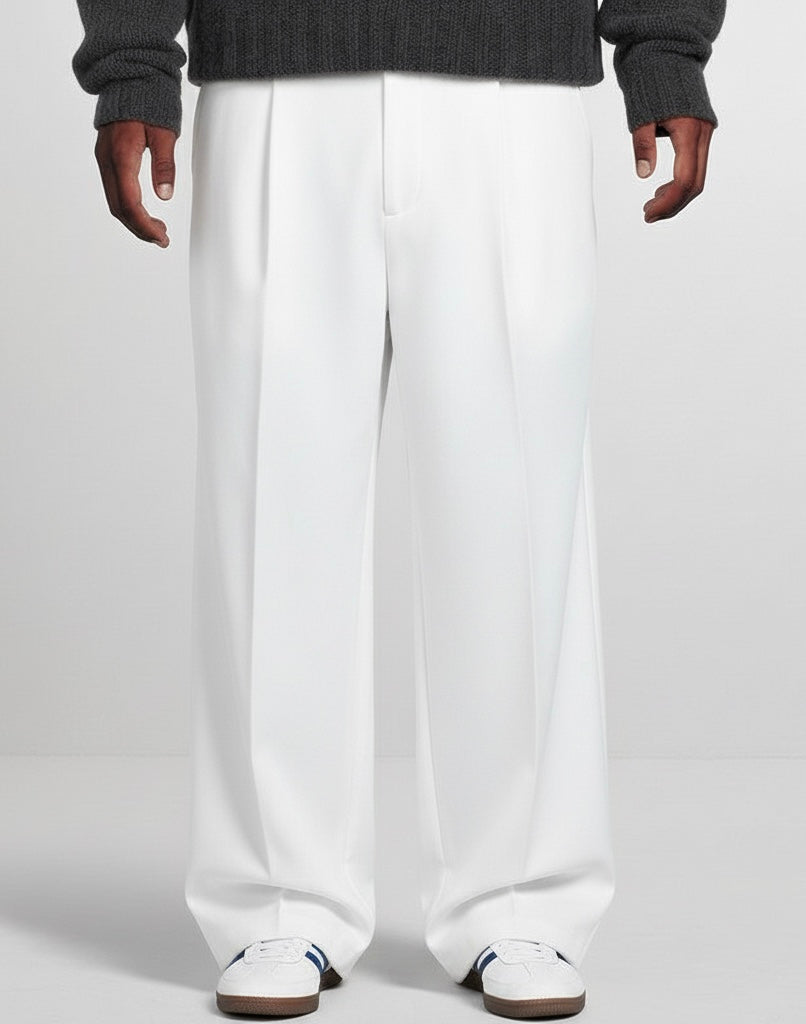 Tailored Wide-Leg Pants – White