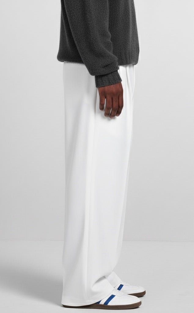 Tailored Wide-Leg Pants – White