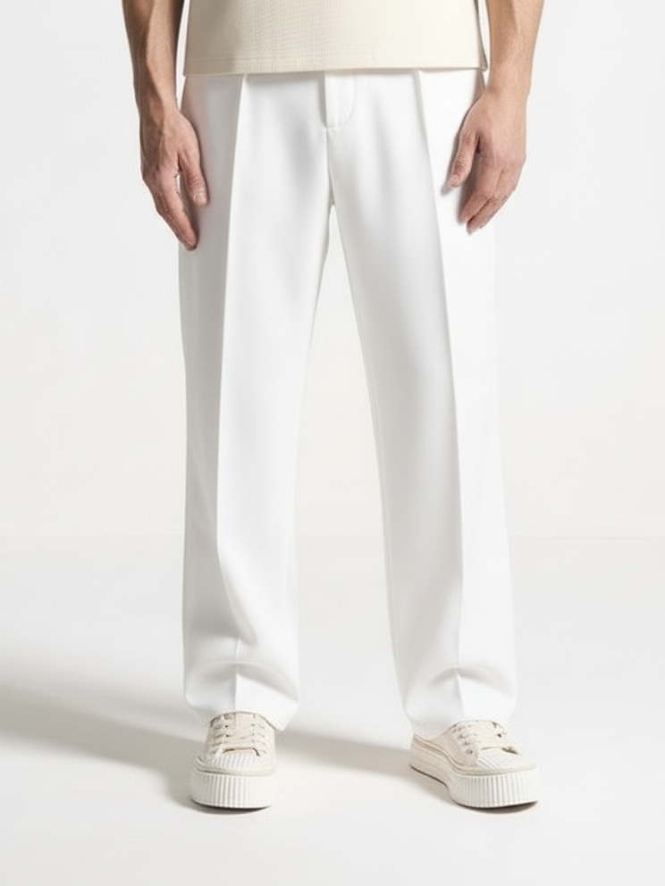 Tailored Wide-Leg Pants – White